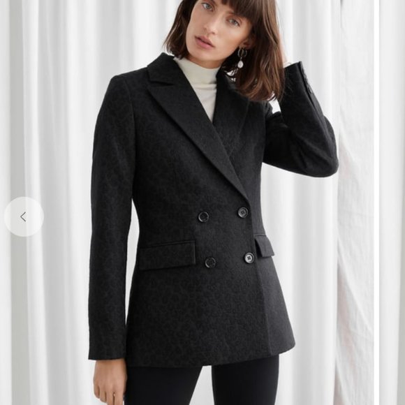 NWT OTHER STORIES Metallic Leopard Double Breasted Blazer Size